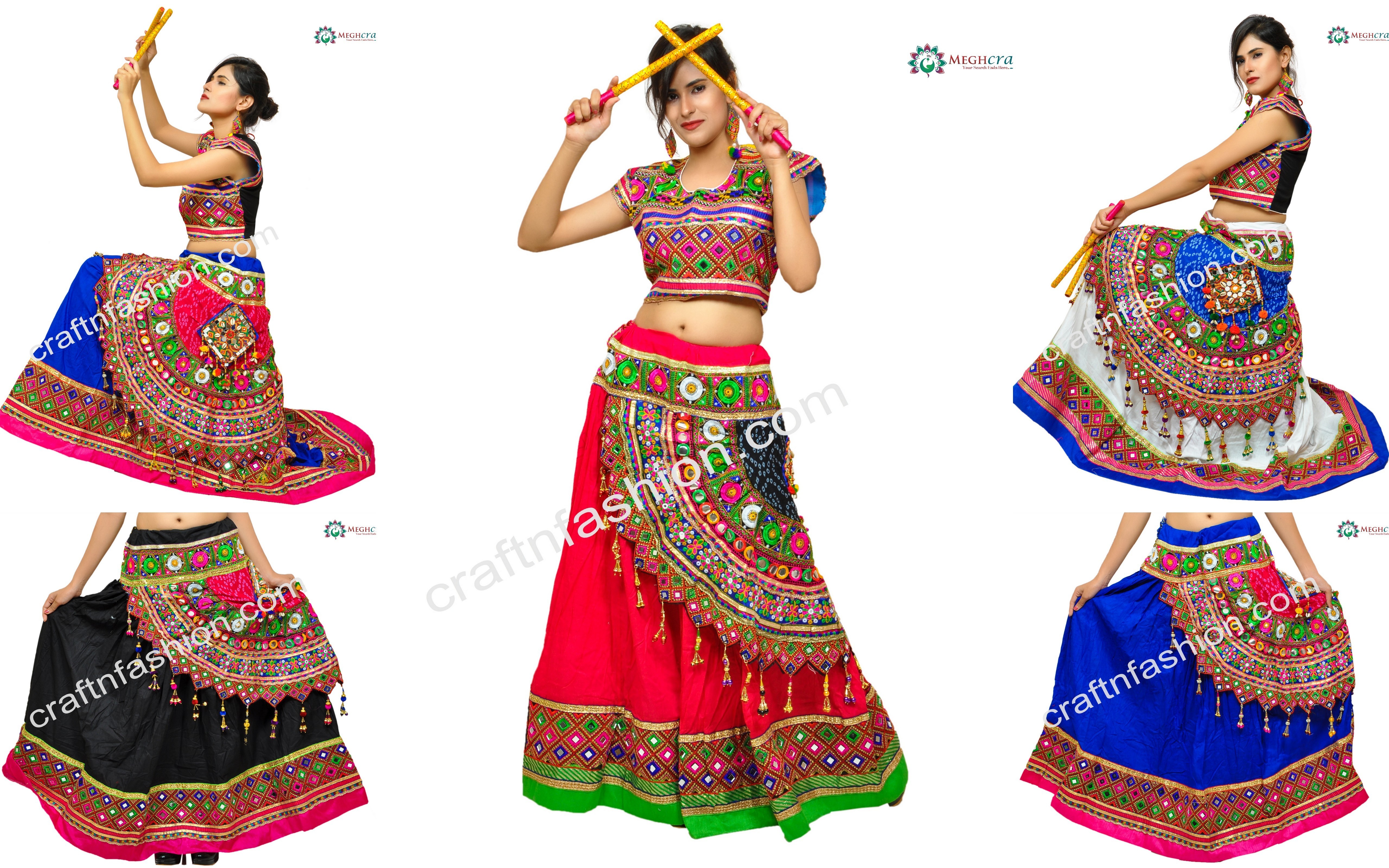 Navratri Embroidered Chaniya Choli - Garba dance costume-Women's Indian Ethnic Wear Ghaghra Choli - Gujarati Lehenga Choli