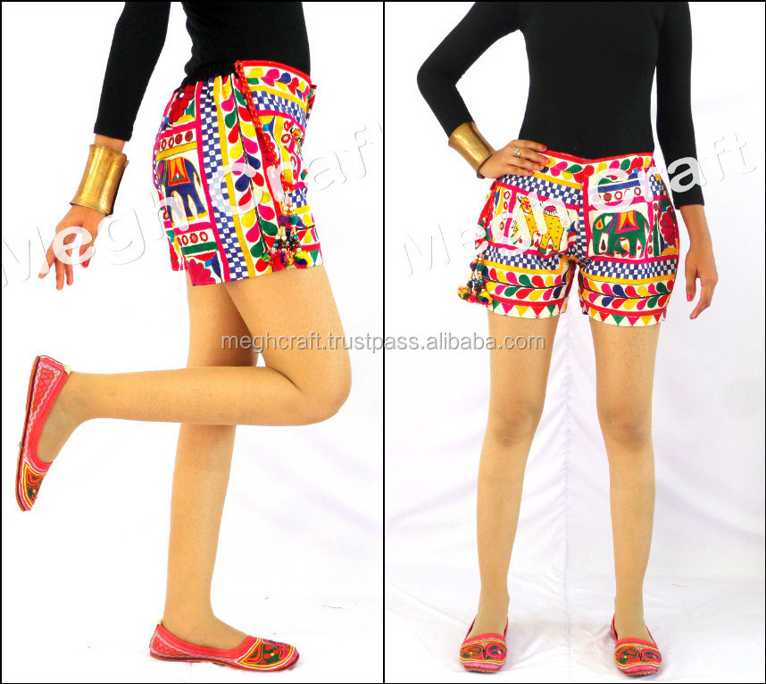 Traditional Indian Shorts- Handmade Banjara style Short- Kutchi Embroidered Style Shorts-Bohemian Gypsy Shorts