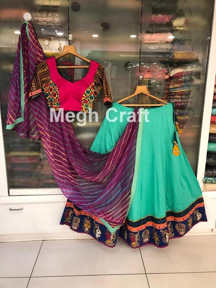 Dandiya Dance Wear Cotton Designer Lehenga Choli - Indian Traditional Ghaghra Choli - Hand Block Printed Navratri Chaniya Choli