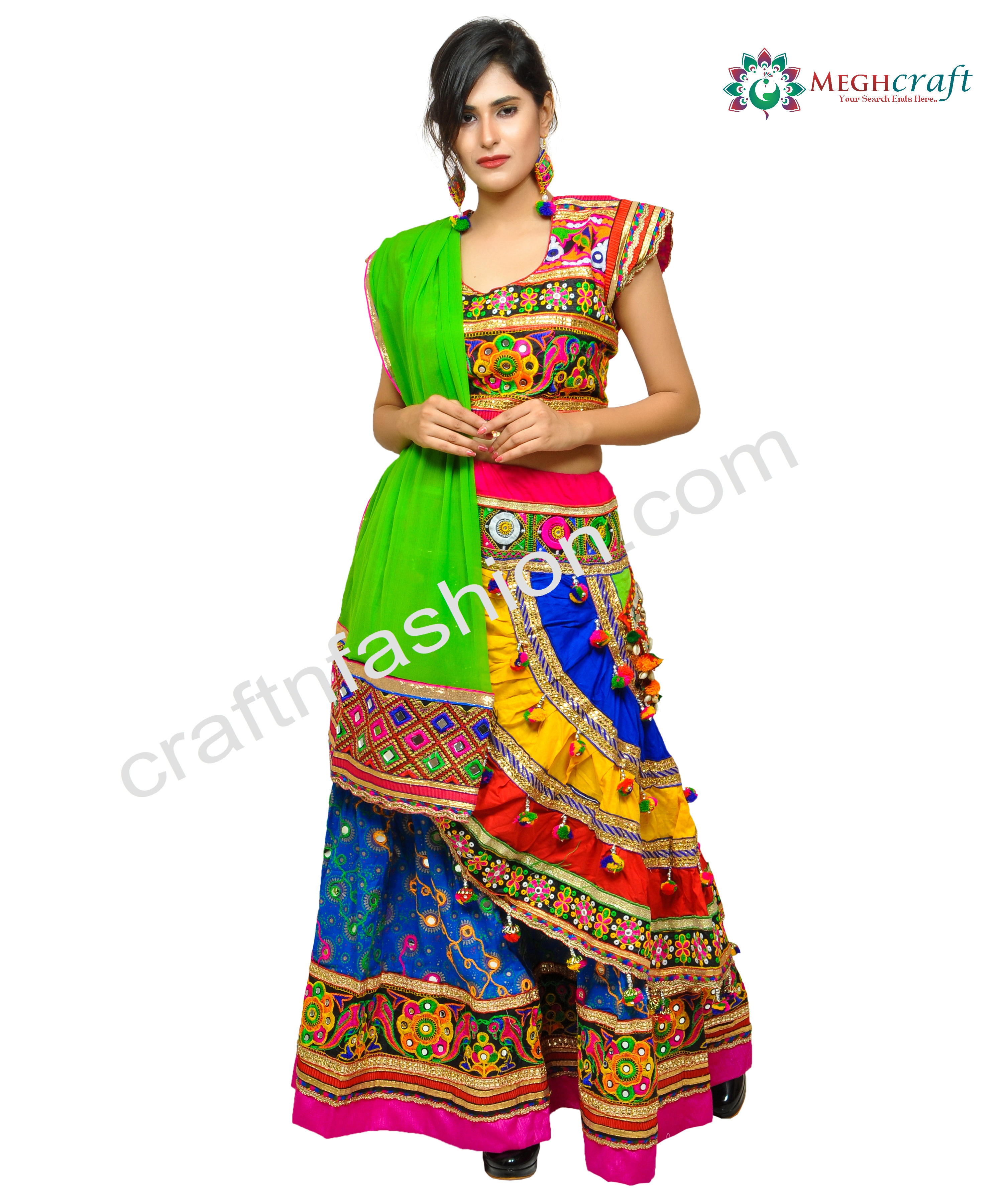 Indian Traditional Navratri Ghaghra Choli - Latest Designer Dandiya Dance Lehenga Cgoli - Kutch Embroidery Chaniya Choli