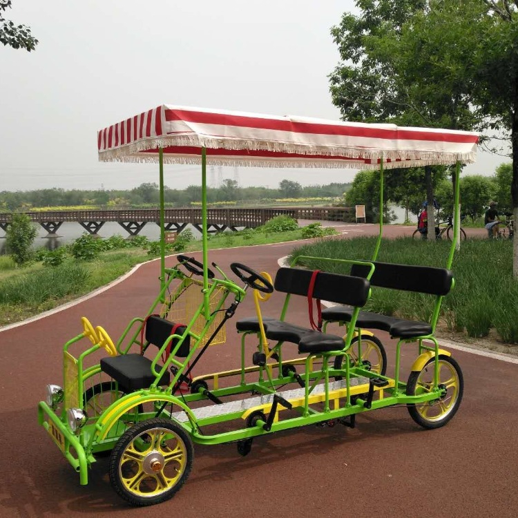 New Style 2 Seater Quadricycle Surrey Bike Tandem Bicycle /Four Wheels Bicycle for Tourism/lover 2 riders bike