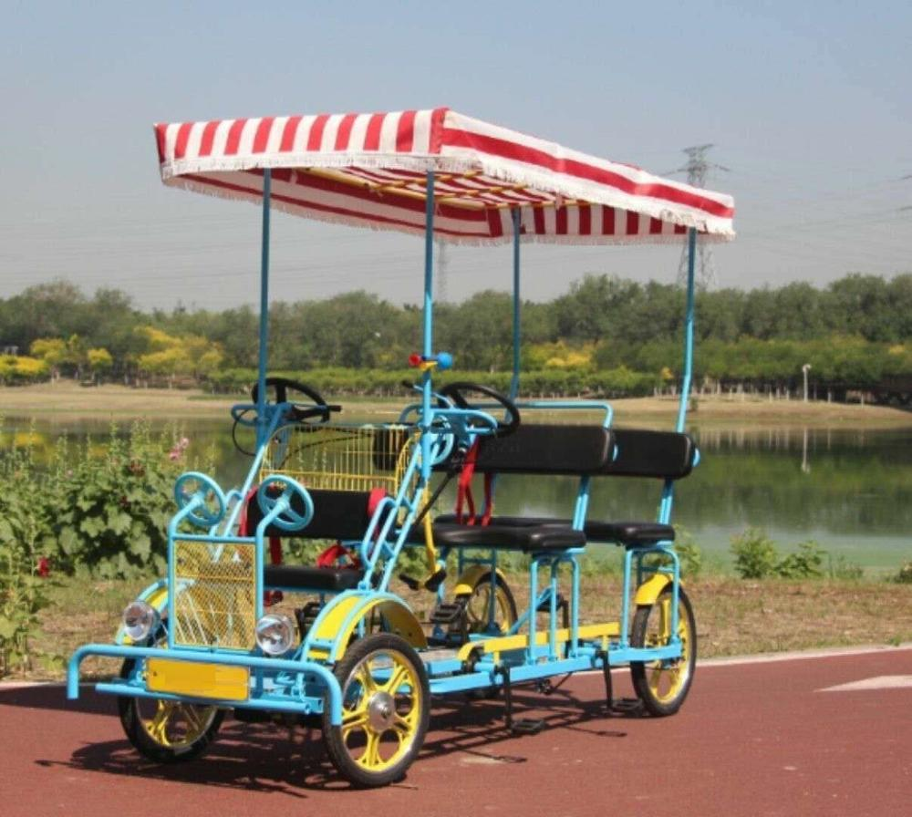 New Style 2 Seater Quadricycle Surrey Bike Tandem Bicycle /Four Wheels Bicycle for Tourism/lover 2 riders bike