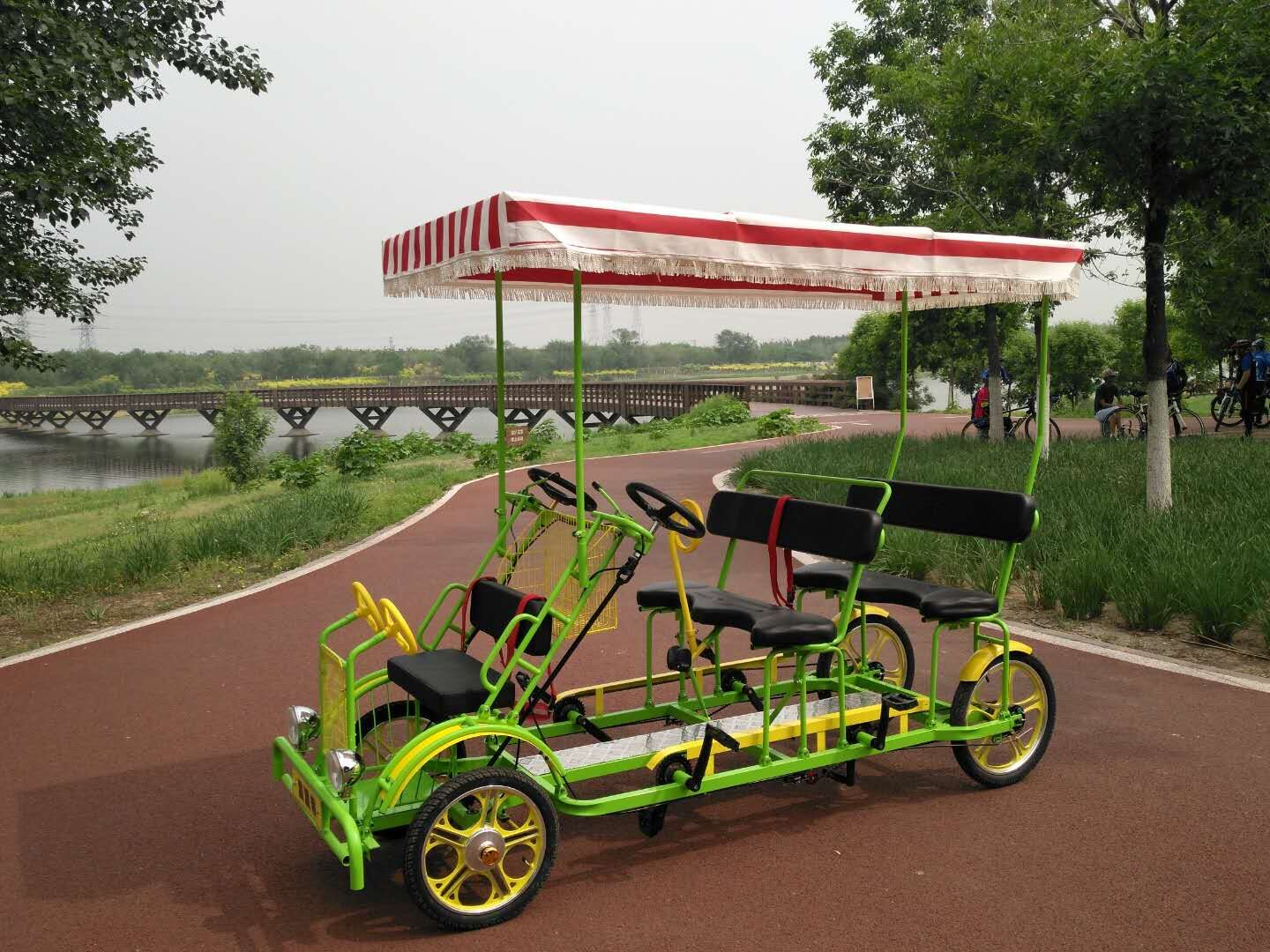 New Style 2 Seater Quadricycle Surrey Bike Tandem Bicycle /Four Wheels Bicycle for Tourism/lover 2 riders bike