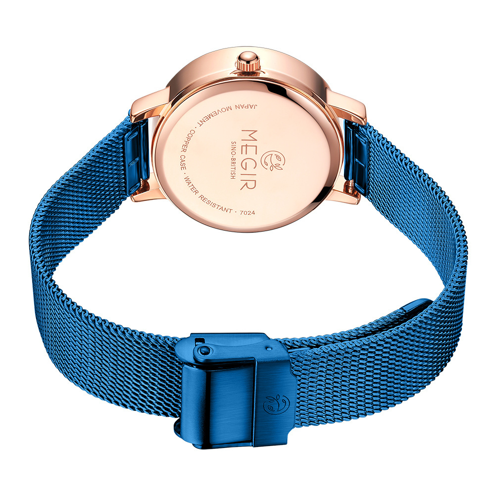 MEGIR 2021 Blue Starry Sky Constellation Star Watch For Women with Japan Movt Luxury Quartz Ladies Wristwatch for Girls