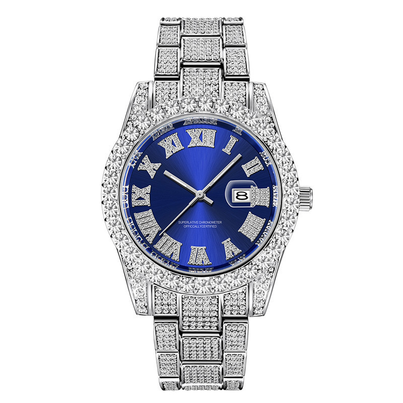 Relogio Masculino No Logo Luxury Bling Quartz Wristwatch Shiny Jewelry Hip Hop Watches Full Diamond Ice Out Watch