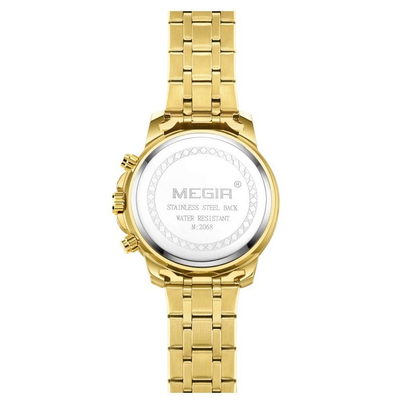 Megir 2068 gold plated wrist watch custom stainless steel watch men luxury OEM montre homme mens watch