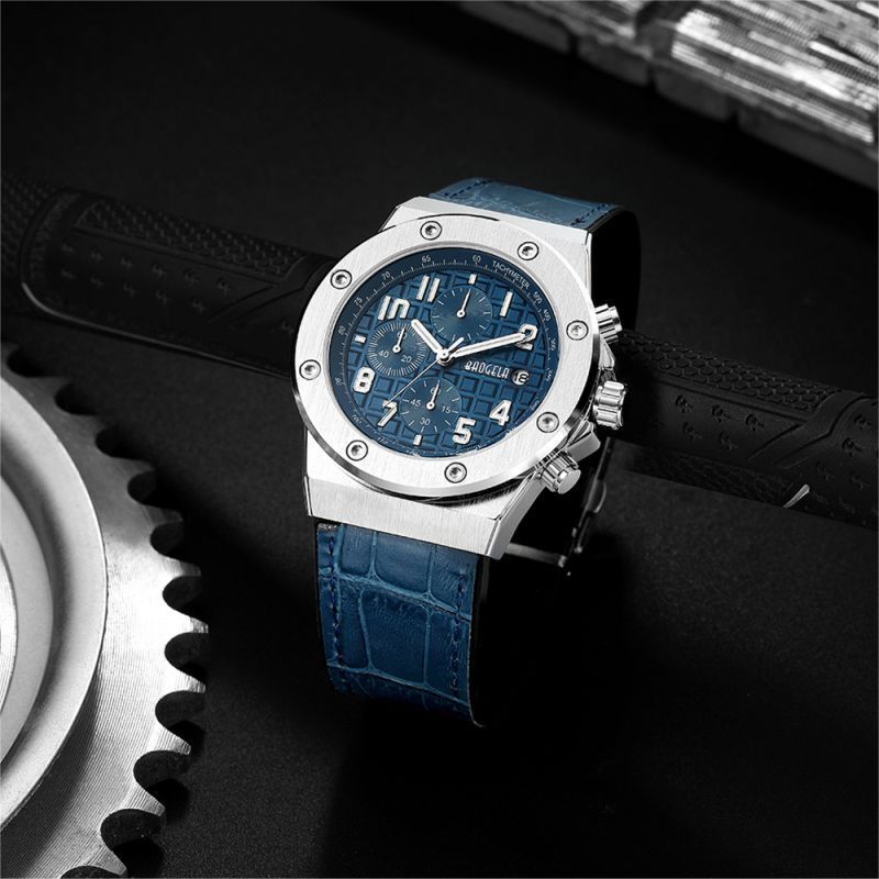 navy blue dial erkek kol saati baogela stylish men watch