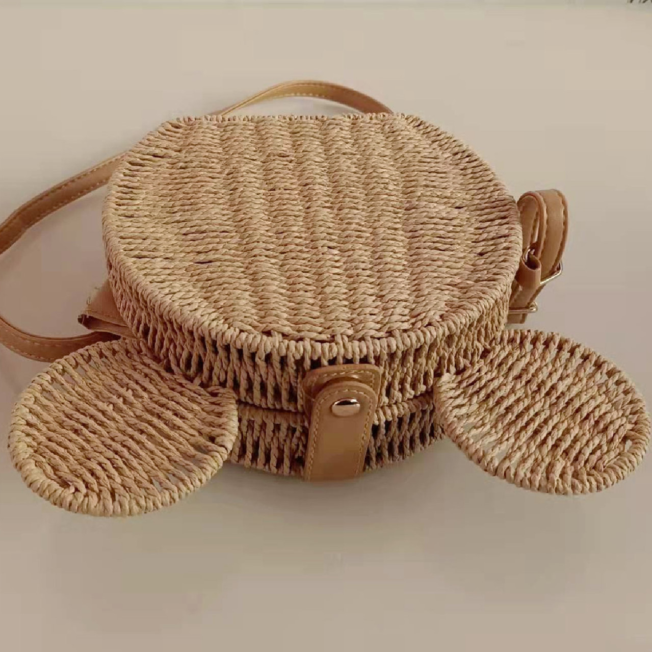 Factory wholesale custom straw bag summer beach bag handbags for women girls ladies bohemian style mouse shape Novelty bags