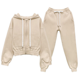 New Fall Winter Tracksuit Two Piece Set Women Jogger Sweatpants and Zipper Hoodies Set Casual Sweat suit for Girls