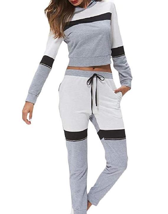 Casual Strap 2pcs Tracksuit Joggers Sweat Suit Women Slim Fit Track suit Absorb Sweat Hoodie Tracksuit Sets