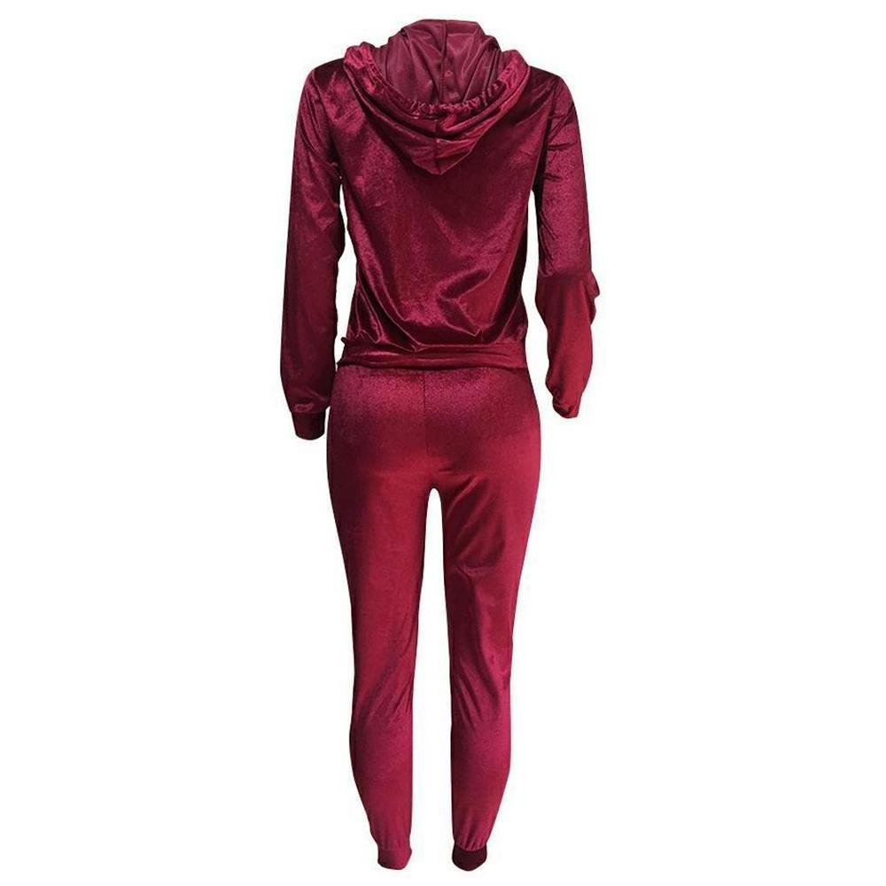 Sexy Ladies Velvet Tracksuit Women Velvet Long Sleeve Cropped Hoodie and Pants Two Piece Set Autumn Winter Sweat Suits