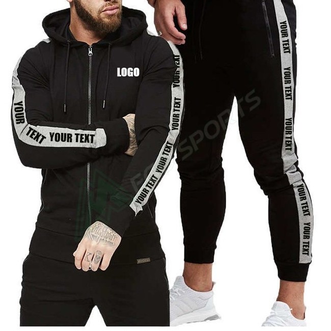 OEM Wholesale Apparel Two Piece Tracksuit Men Fitness Fleece Long Sleeves Hoodies Pink Cotton Jogging Oversize Sweat suit