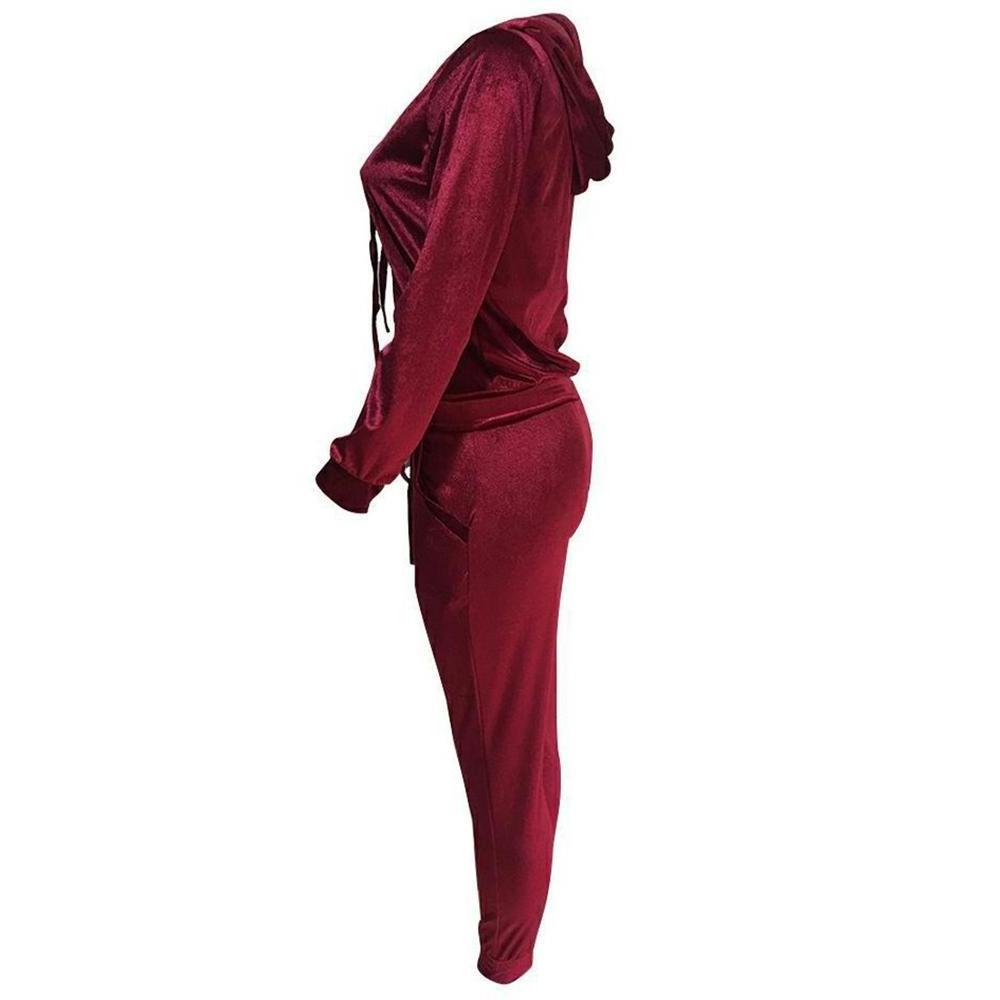 Sexy Ladies Velvet Tracksuit Women Velvet Long Sleeve Cropped Hoodie and Pants Two Piece Set Autumn Winter Sweat Suits