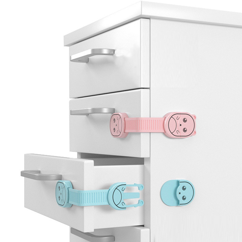 New Baby Safety Lock Set Bear Pattern Cabinet Toilet Locks Anti-Pinch Protective Children Refrigerator Drawer Plastic Buckle