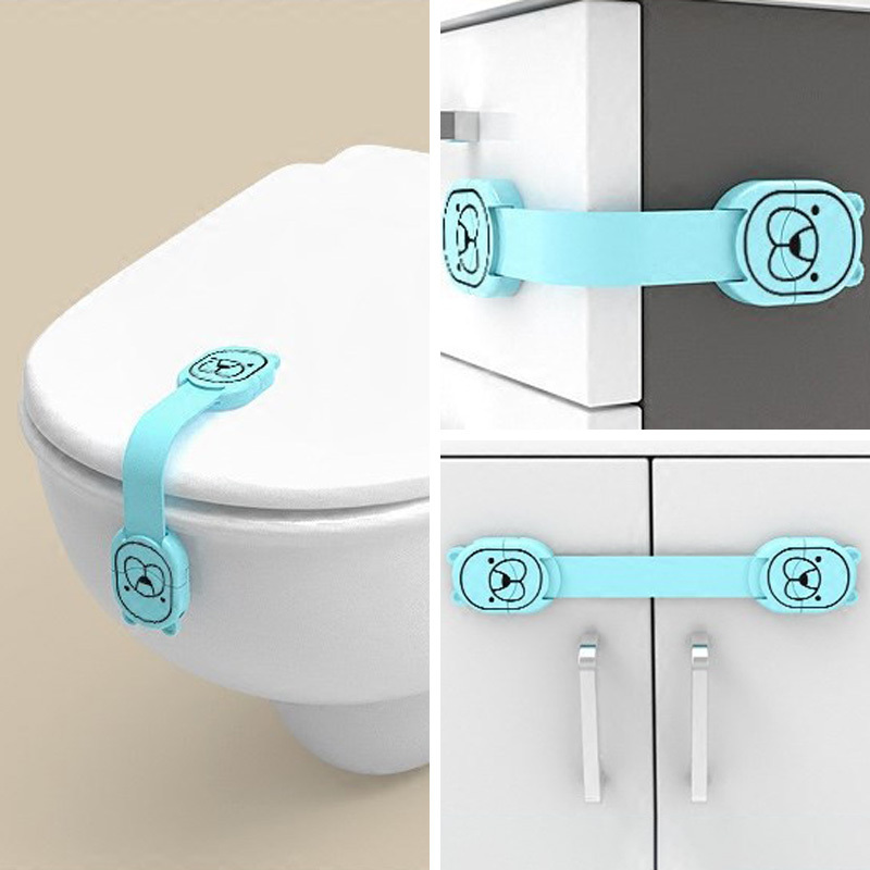 New Baby Safety Lock Set Bear Pattern Cabinet Toilet Locks Anti-Pinch Protective Children Refrigerator Drawer Plastic Buckle