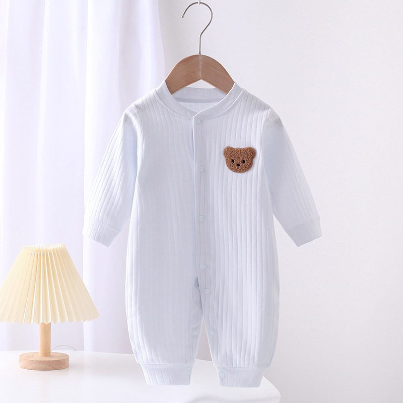 2023 Autumn Baby Romper Solid Color Bear Jumpsuit Cotton Spring Newborn One-Pieces Clothing for Boys Girls Infant Onesie 0-18M