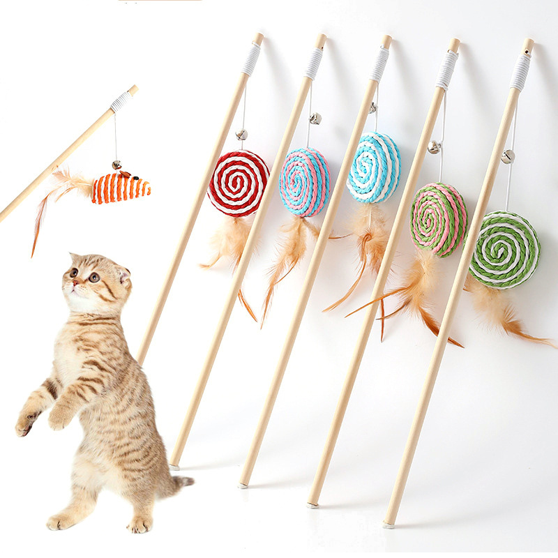 Interactive Cat Toy Simulation Feather Bird Cat Stick Toys for Cats Kitten Playing Teaser Wand