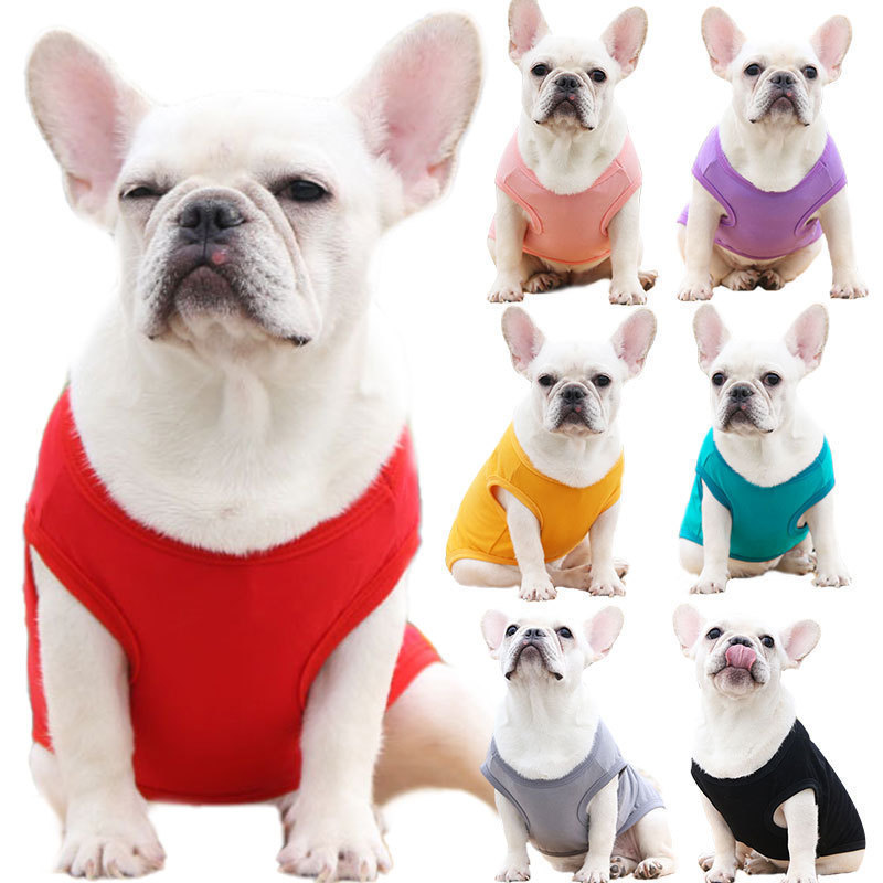 Solid Pet Dog Shirt For Summer Dog Clothes Pitbull Puppy T Shirt Small For Dogs/Cat Pet Cotton Vest