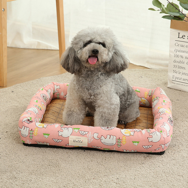 Dog Cooling Mat Breathable Summer Pet Ice Pad Dog Sleeping Bed for Dogs Cat Rattan Mattress Pet Sofa Kennel Pet Supplies