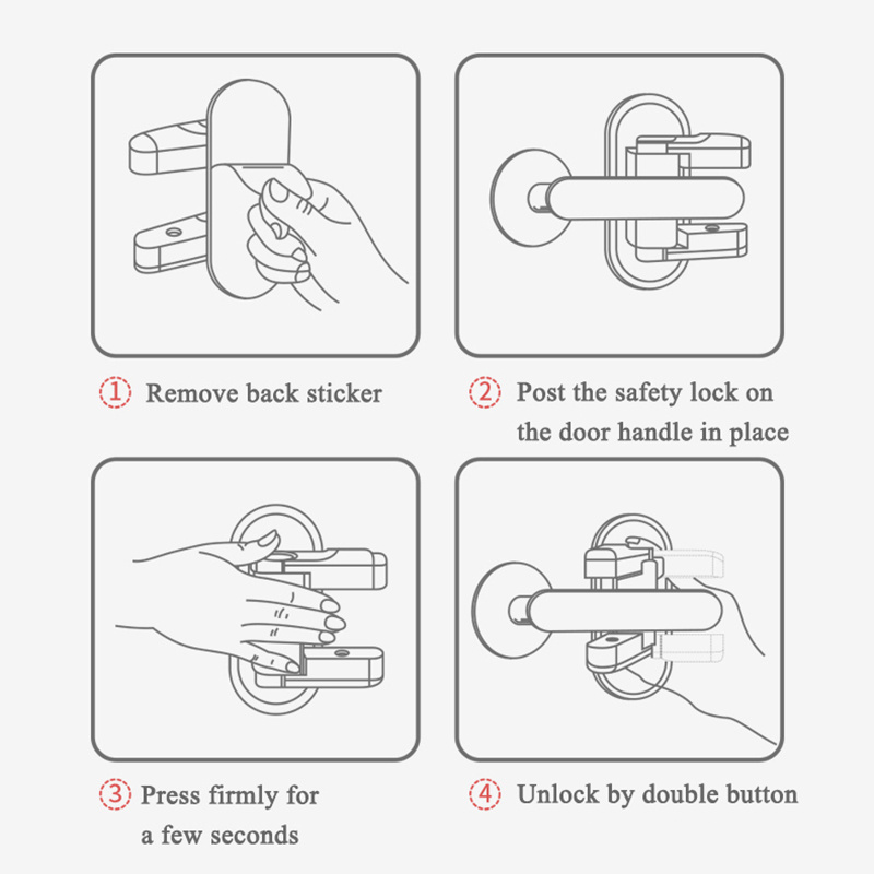 Kids Safety Door Lever Lock Universal Home Anti-Open Handle Locks Easy to Install ABS Security Protection Device Baby Goods