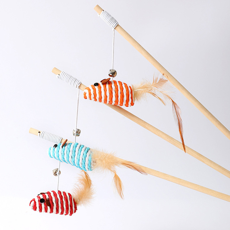 Interactive Cat Toy Simulation Feather Bird Cat Stick Toys for Cats Kitten Playing Teaser Wand