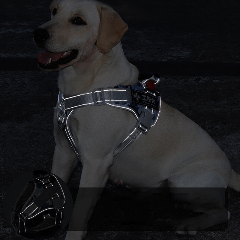 Reflective Dog Harness for Medium Large Dogs Adjustable Collar Breathable Pet Harness Vest Pasted Pet Name Dog Accessories