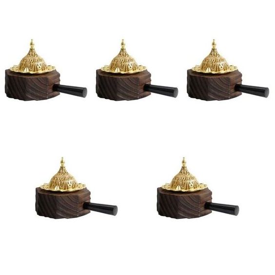 Latest Design Brass Incense Burner Customized Size Gold Colour with Lid Exclusive Quality and Embossed Design Crafted wooden