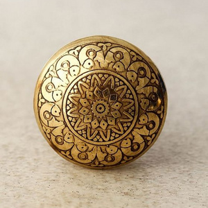 Hand Carved floral round brass cabinet knobs for home dresser door cabinet furniture decorative kitchen wardrobe handle knobs