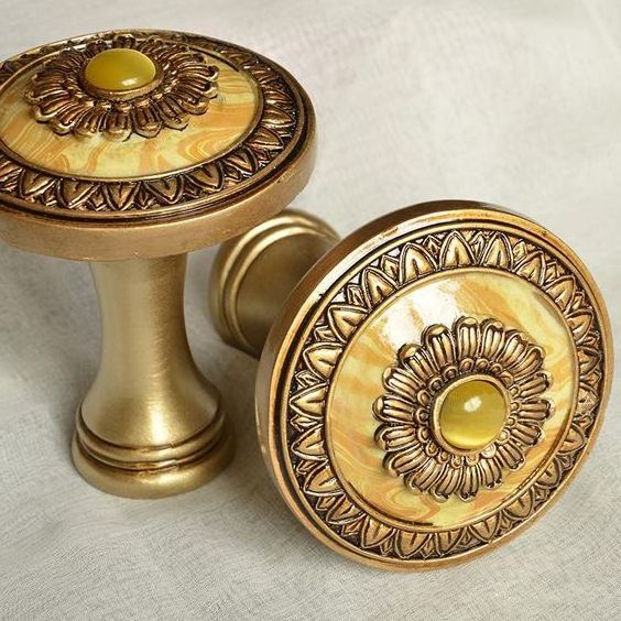 Hand Carved floral round brass cabinet knobs for home dresser door cabinet furniture decorative kitchen wardrobe handle knobs