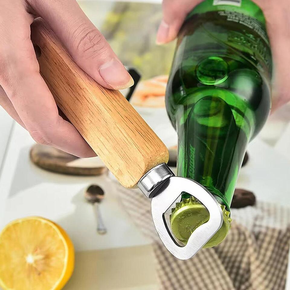 Hand rafted Mango Wood Handle Stainless Steel Wooden  Wine Bottle Opener Metal Beer Bottles Openers Abrader Speed Bottle Opener