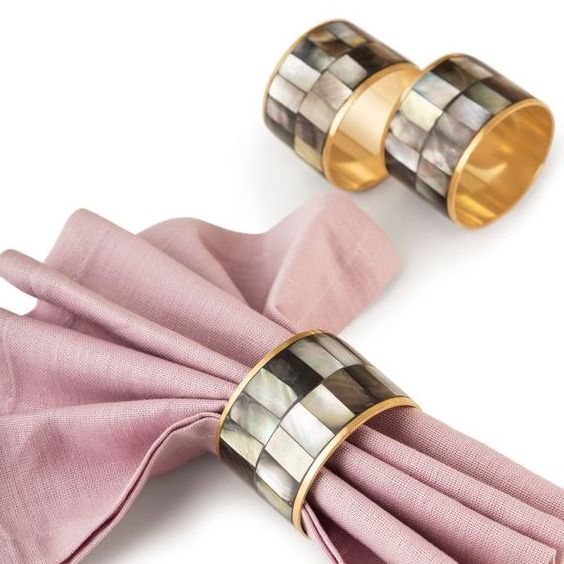 Unique luxury Selling Natural Mother Of Pearl Napkin Ring For Table Top Quality Handmade Sea Shell Napkin Ring Wholesale   agate