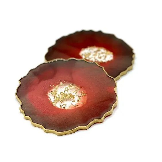 High Quality Affordable Agate Luxury Resin Coasters with Holder Food Safe Resin Coasters For Drinking Serving Home Decor