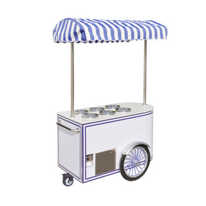 Italian Style Ice cream Display Hand Push Gelato with Big Wheels / commerical ice cream push cart