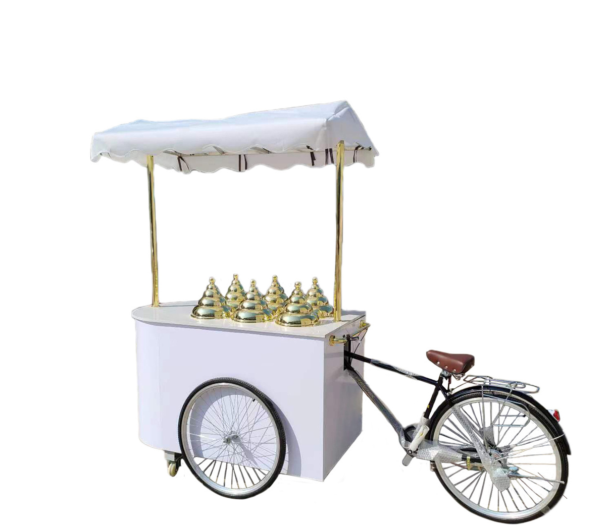 Italian Style Ice cream Display Hand Push Gelato with Big Wheels / commerical ice cream push cart