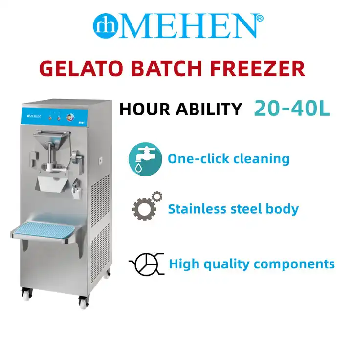 MEHEN M10E Hard Ice Cream Machine Maker Commercial Automatic Vending 100 Overrun Batch Freezer 20-40L/H Milkshake Machine /