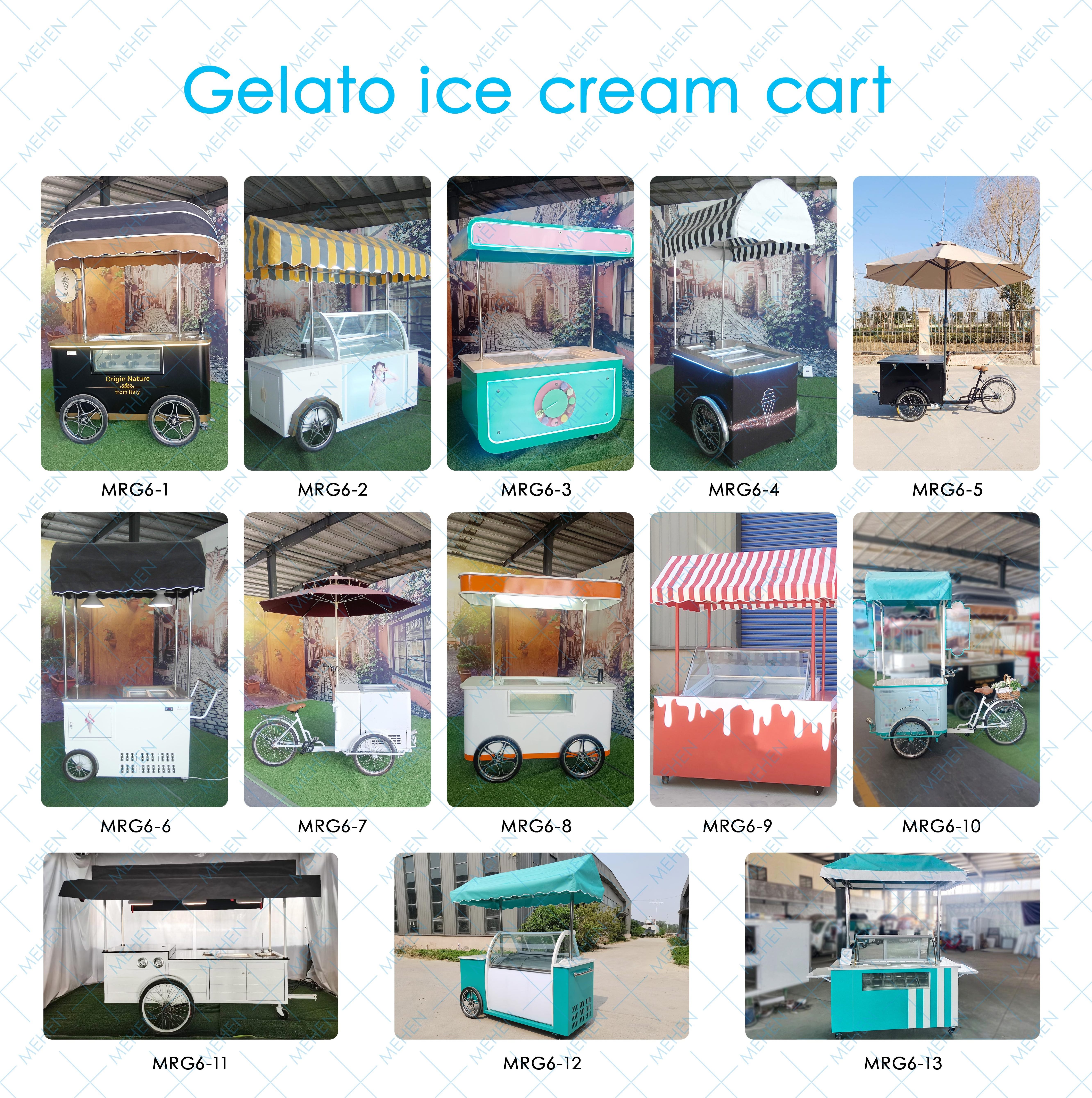 MEHEN Cart glycol ice cream gelato bicycle on wheels pozzetti with freezer for sale mr8 italian bike custom