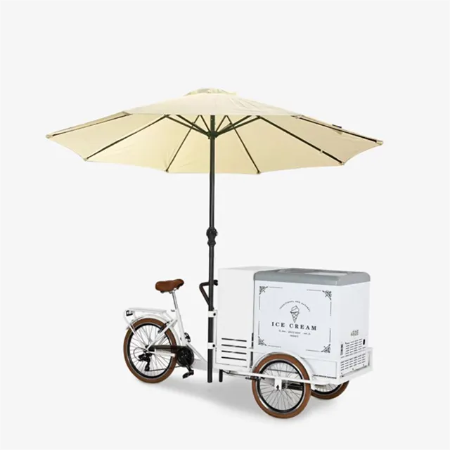 Mehen ice cream push with umbrella snack food ice-cream mobile outdoor hand cooled tricycle outdoor mobil cart