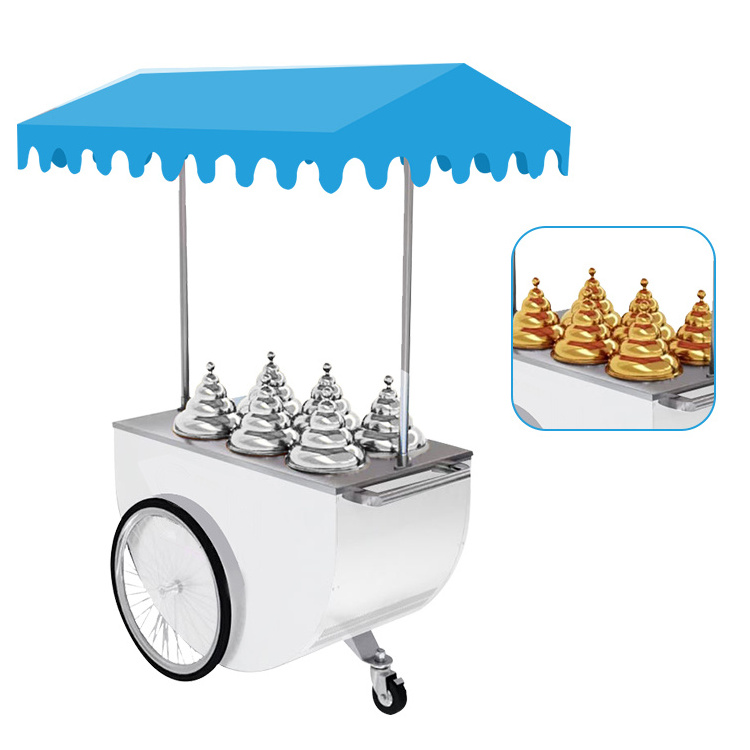 MEHEN MR4 MR6 MR8 hard ice cream cart with wheels ice cream push cart gelato cart