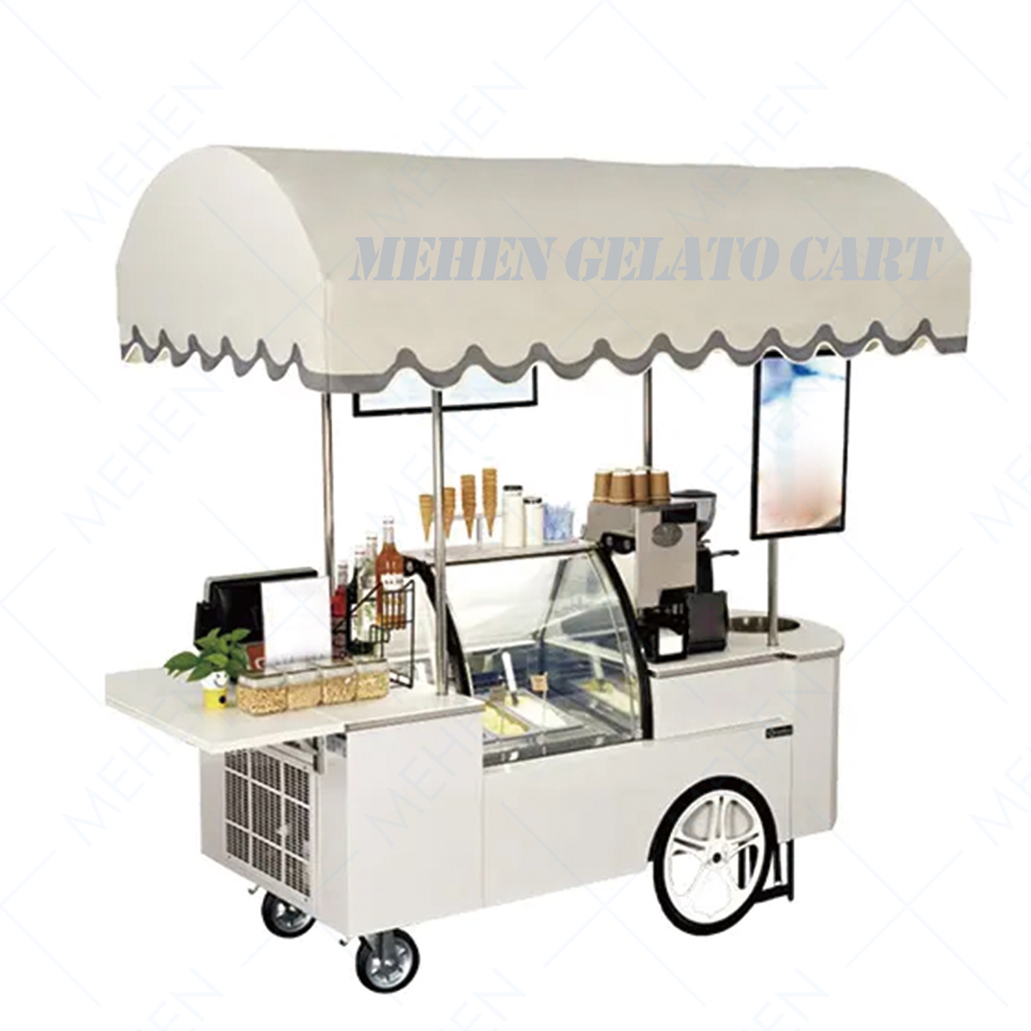 MEHEN Cart glycol ice cream gelato bicycle on wheels pozzetti with freezer for sale mr8 italian bike custom