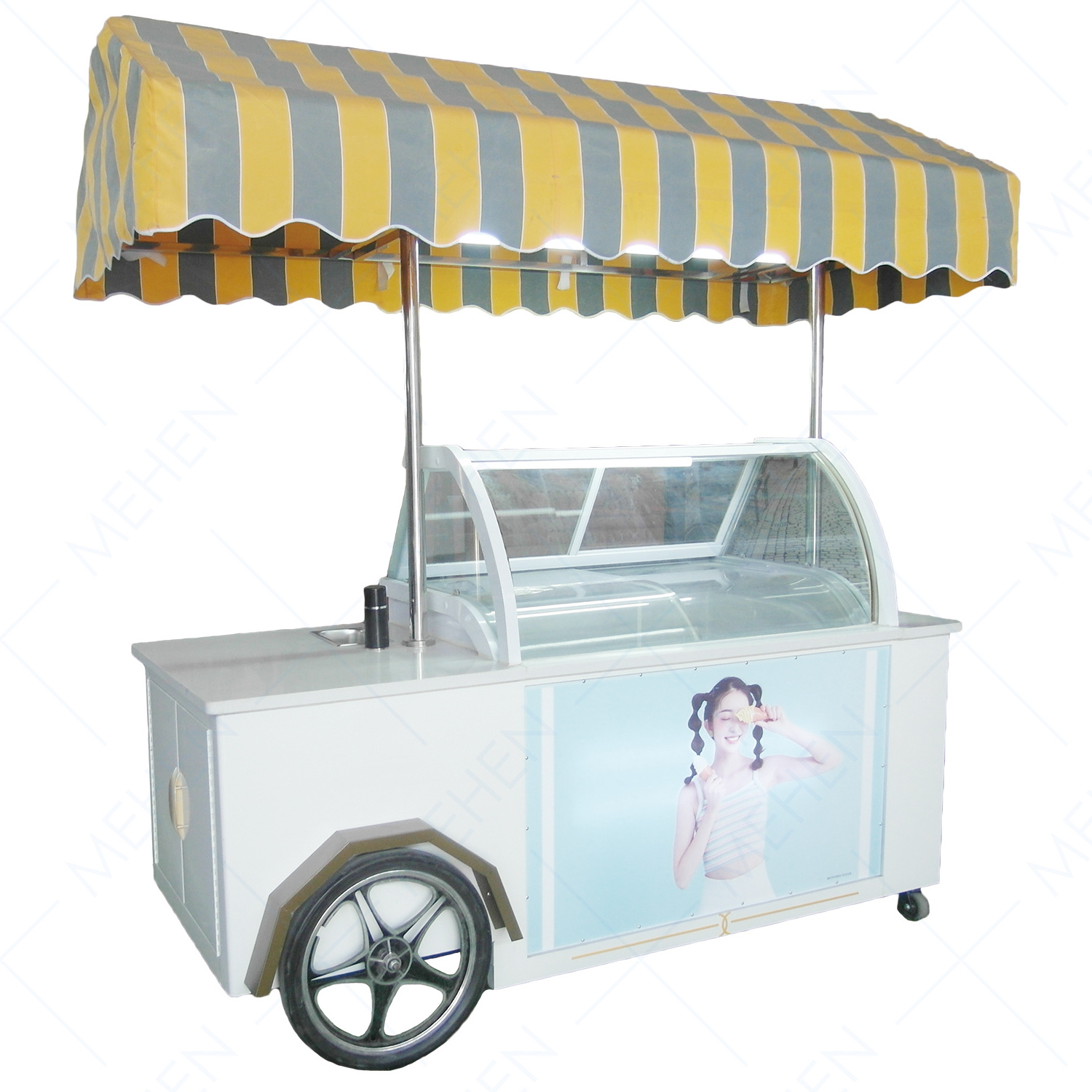 MEHEN Cart glycol ice cream gelato bicycle on wheels pozzetti with freezer for sale mr8 italian bike custom