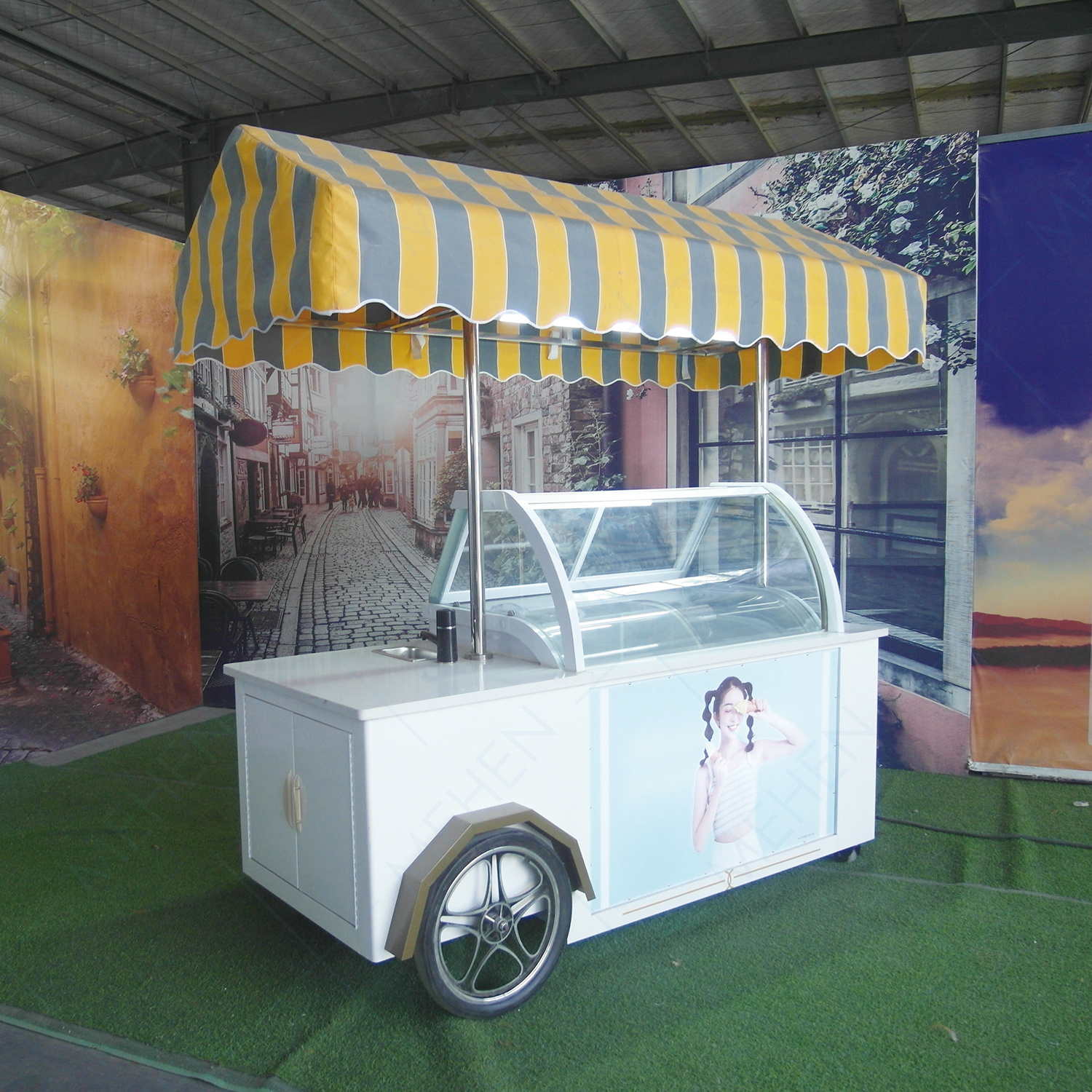 Mehen Ice cream bike freezer mobile food bike in summer outdoor tricycle ice cream cart