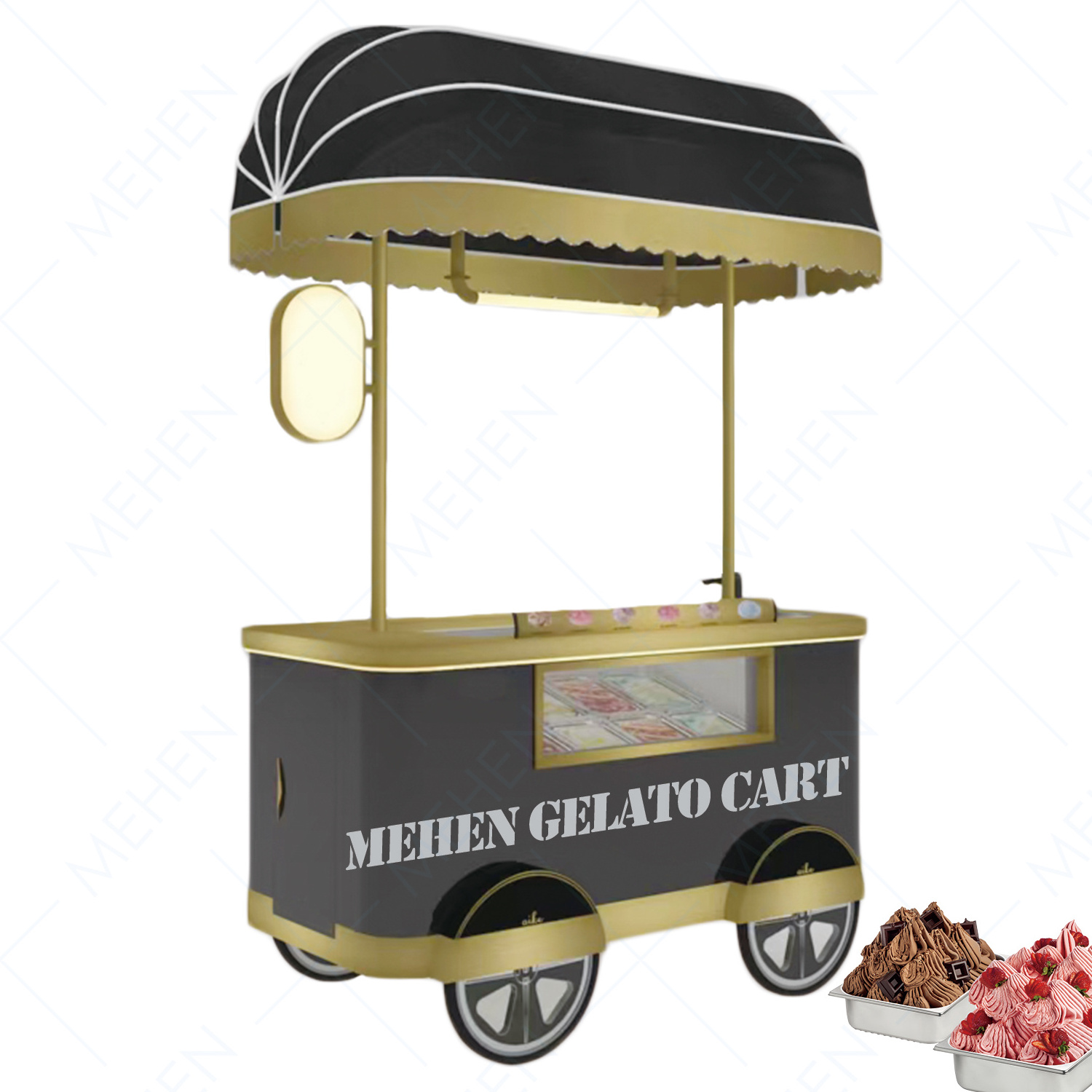 Mehen ice cream push with umbrella snack food ice-cream mobile outdoor hand cooled tricycle outdoor mobil cart