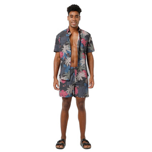 Men Tropical Print Cabana Shirt - Lightweight Cotton, Vibrant Hawaiian Patterns, Perfect for Beach Vacations and Summer Days