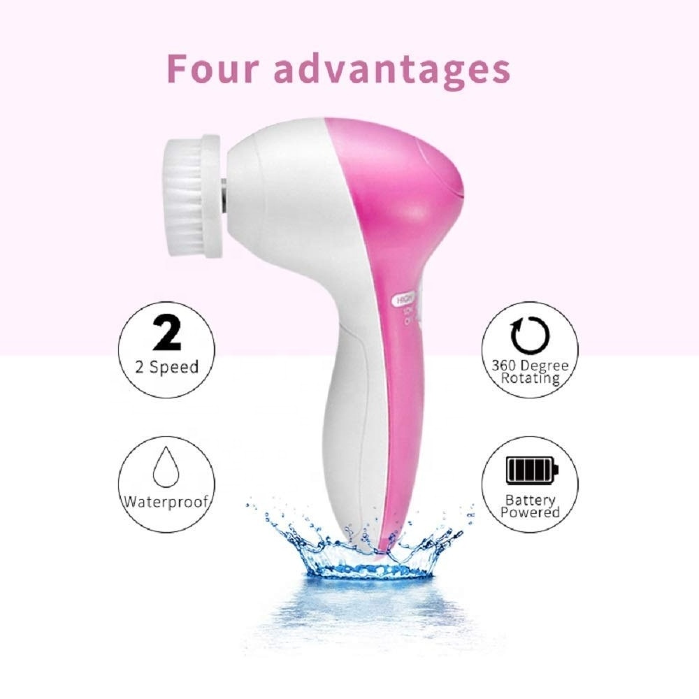 Skin Massager 5 In 1 Exfoliating Spin Manual Electric Face Facial Cleansing Brush