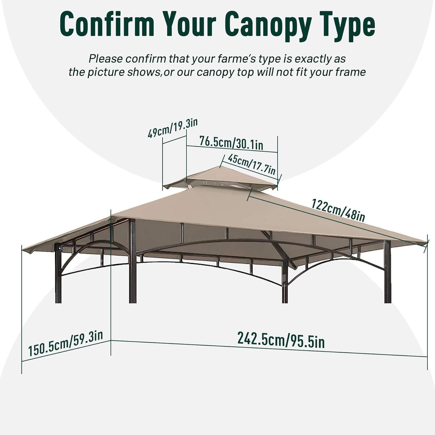 Grill Gazebo Replacement Canopy Roof Outdoor BBQ Gazebo Canopy Top Cover Gazebo Top Cover Double Tired Grill Shelter Cover