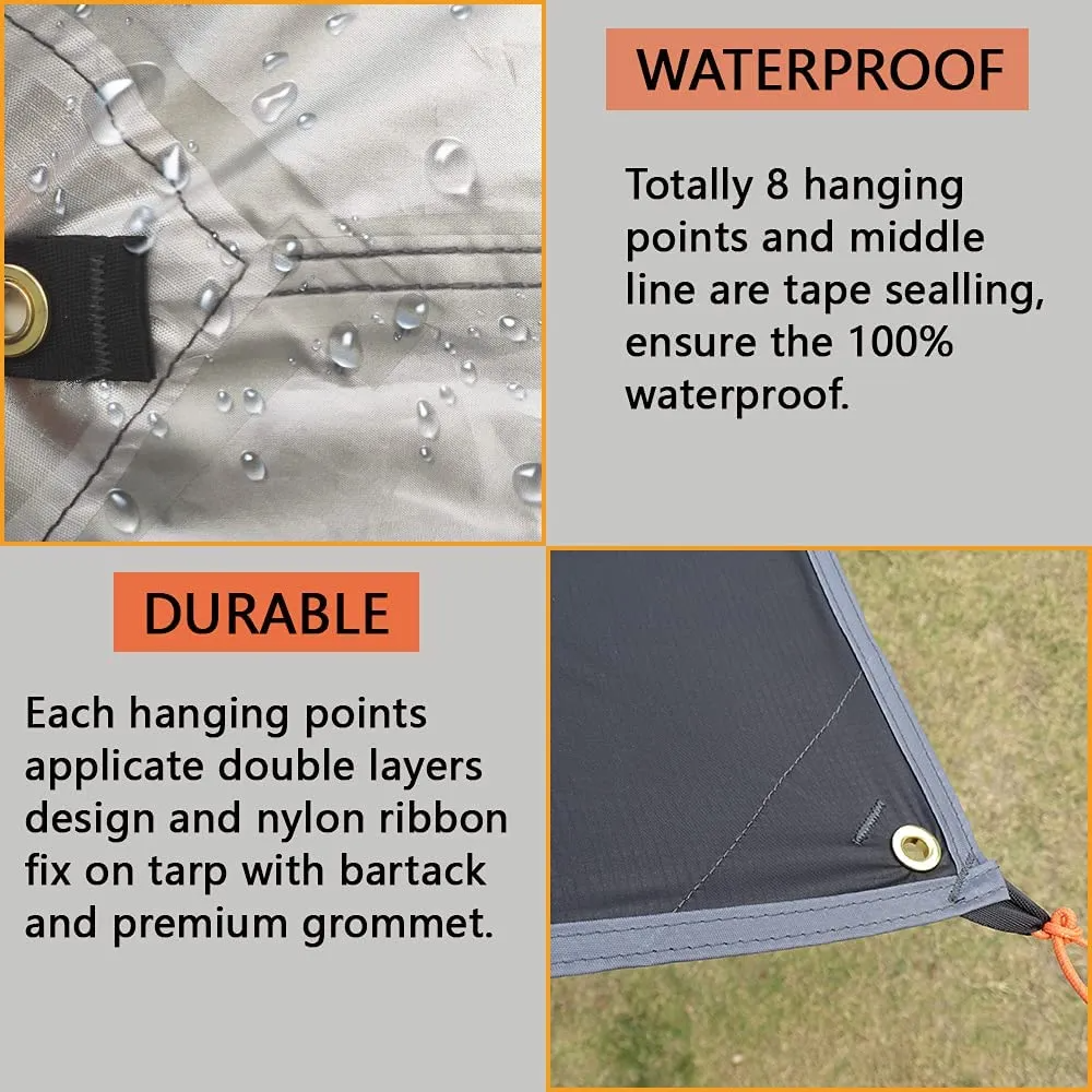 High Quality Heavy Duty Sun Canopy Pop Up Tent Waterproof Outdoor Foldable Extra Large Camping Hammock Rain Fly Tarp 210T