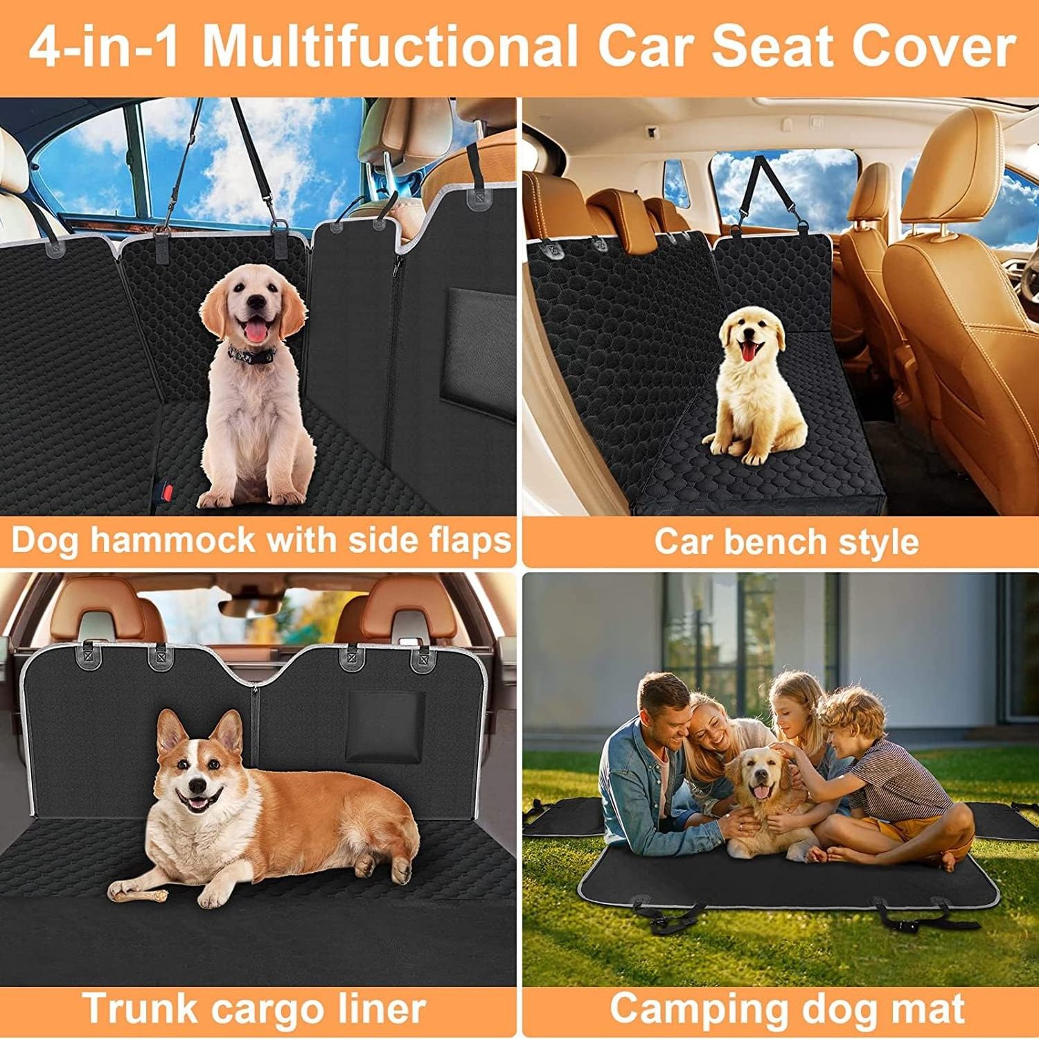 Hot Sale Dog Car Seat Cover  Waterproof Scratchproof Pet Hammock Washable Nonslip for Cars Trucks and SUVs