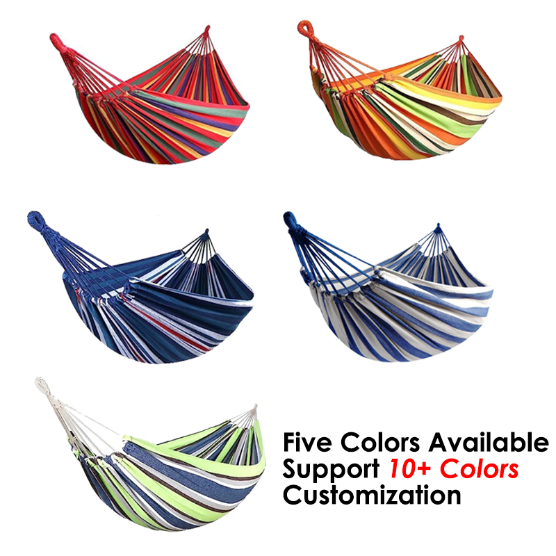 Large Double Canvas Hammock With Portable Bags Ropes For Hanging Tree 2 People Hammock For Outdoor Patio Backyard Garden