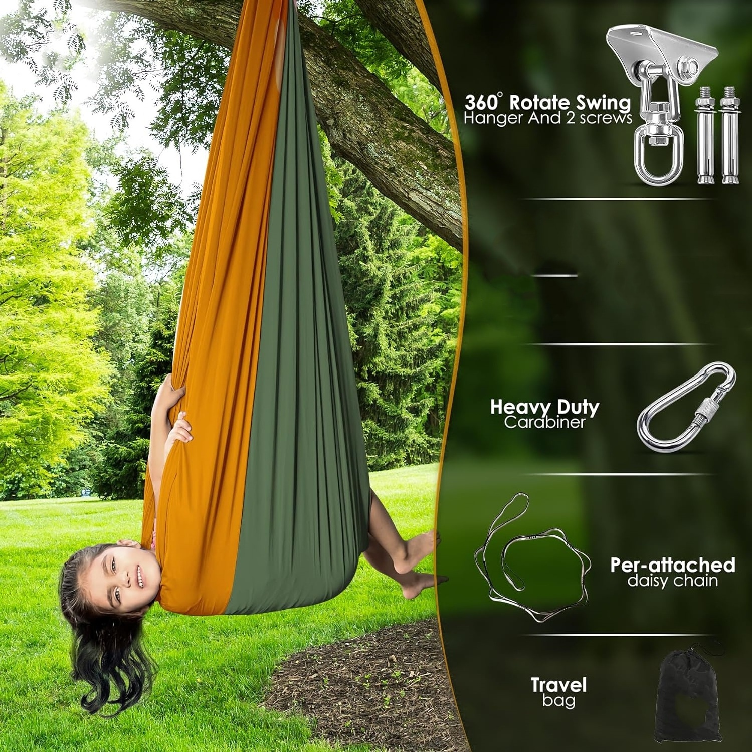 Sensory Swing Indoor Outdoor For Kids Adults Therapy Swing Indoor Swivel Hanger Cuddle Swing Outdoor Hammocks