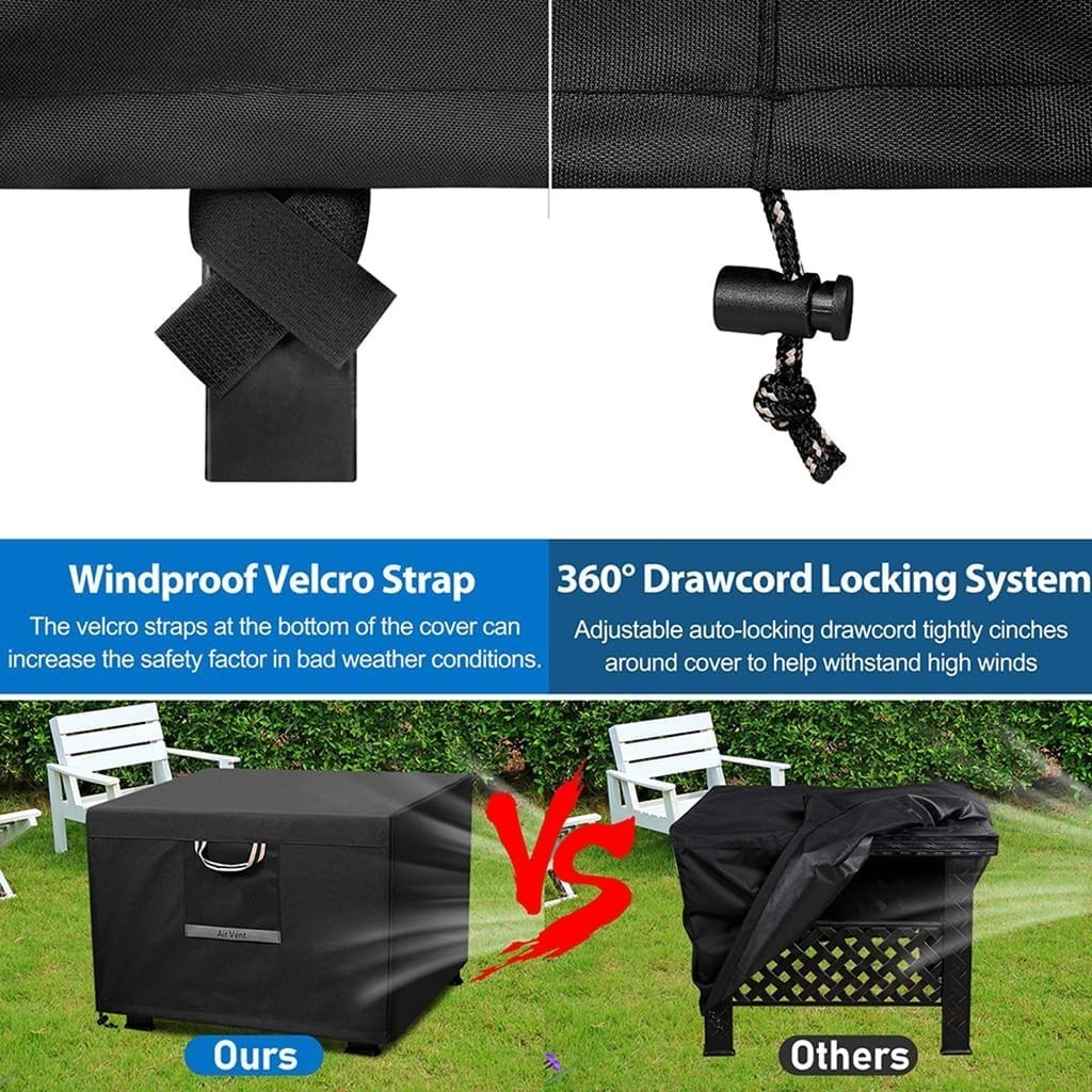 Fire Pit Cover Rectangular Super Waterproof Outdoor Fire Pit Table Cover 600D Strong Tear Resistant And Fading Resistant